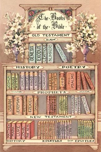 size: 18x12in Art Print: The Books of the Bible : Artists Church Library, The Books Of The Bible, Bible Cards, Bible Prints, Bible Printables, Library Art, King Book, Bible Notes, Bible Study Notes