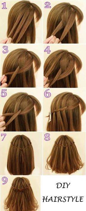 Waterfall Hair, Diy Hairstyle, Long Hair Models, Waterfall Braid, Easy Hairstyle, Peinados Fáciles Para Cabello Corto, Short Hair Tutorial, Penteado Cabelo Curto, Model Hair