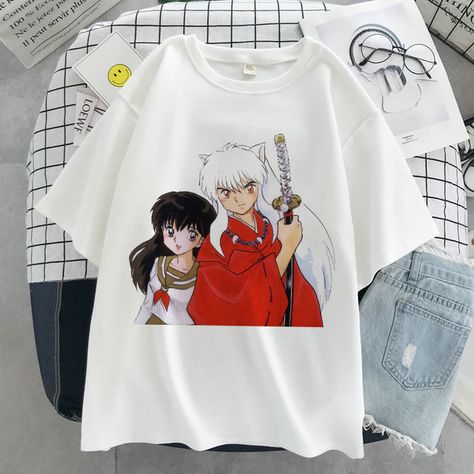 Aesthetic White Top, Gamer Aesthetic, Harajuku Aesthetic, Casual Tshirt, Anime Clothes, Aesthetic White, Clothes Aesthetic, Japan Anime, Cheap T Shirts