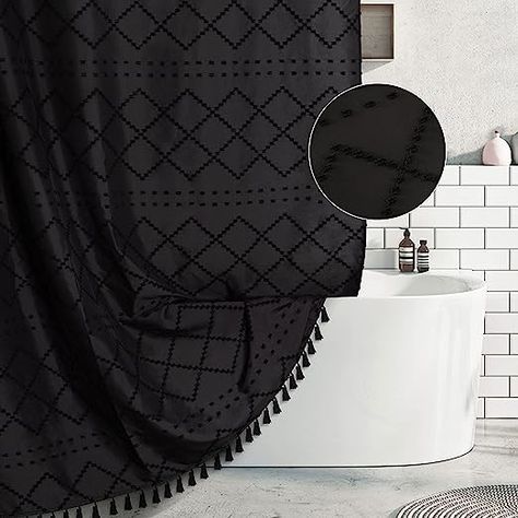 Western Shower Curtain, Black Shower Curtain, Minimalist Showers, Farmhouse Shower Curtain, Cloth Shower Curtain, Geometric Shower Curtain, Black Shower Curtains, Farmhouse Shower, Modern Shower Curtains