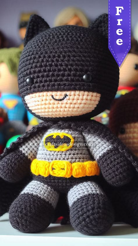 Batman Amigurumi Batman Amigurumi, Crochet Batman, Disney Crochet Patterns, Crochet Toys Free, Crochet Disney, Crochet Animals Free Patterns, Crochet Amigurumi Free Patterns, Haken Baby, Crochet Amigurumi Free