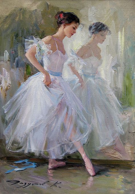 Konstantin Razumov, "Ballet Dancer" Konstantin Razumov, Ballet Painting, Ballerina Painting, Istoria Artei, Ballet Beauty, Ballerina Art, Ballet Art, Dance Art, Romantic Art