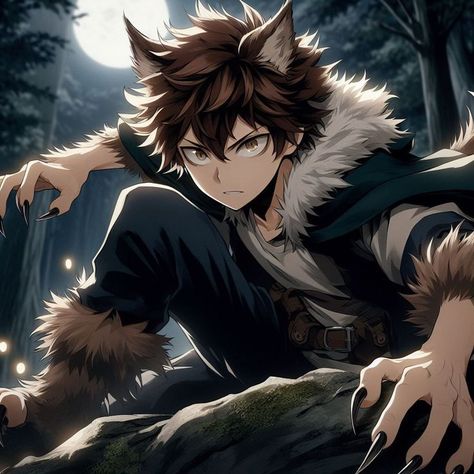 Wolf People, Wolf Hybrid, Werewolf Art, Boy Character, Dungeons And Dragons Characters, Anime Wolf, Anime Animals, Anime Angel, Boy Art