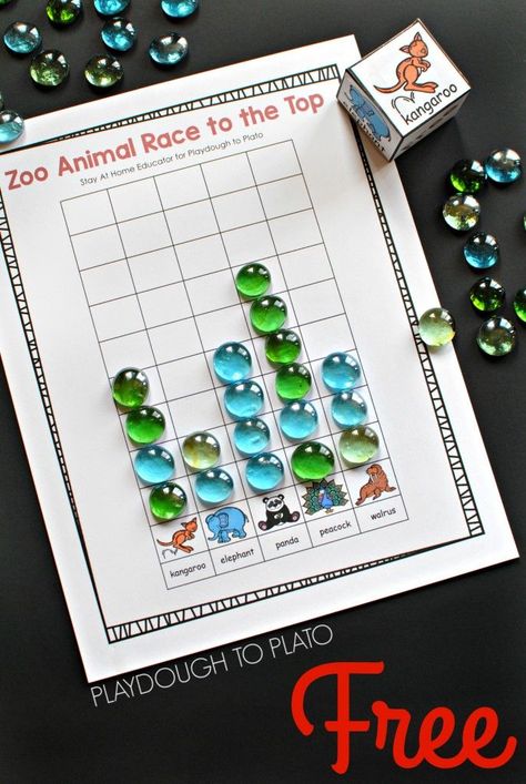 Zoo Animal Race to the Top Counting Game! Fun math activity for preschool or kindergarten. Math Activity For Preschool, Zoo Activities Preschool, Animal Math, Math Activities For Preschool, Zoo Lessons, Zoo Animals Preschool, Preschool Zoo Theme, Race To The Top, Zoo Preschool