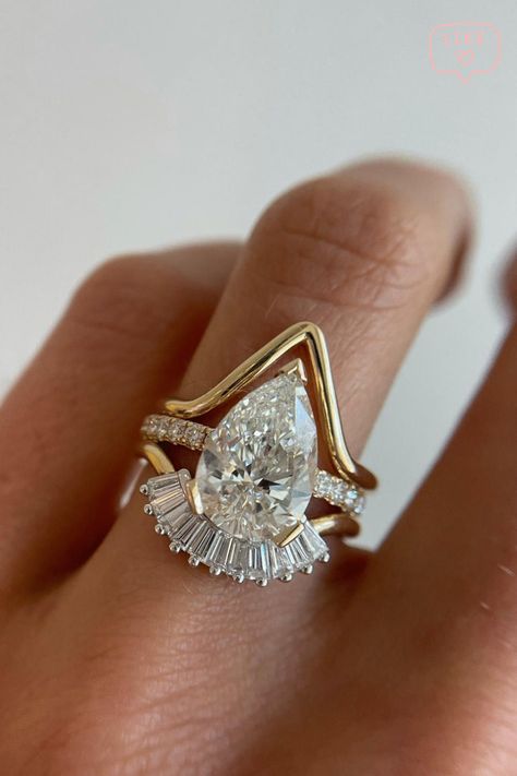 Pear Diamond Wedding Band, Non Traditional Wedding Dresses, Pear Solitaire Engagement Ring, Marrow Fine, Ring Inspo, Future Engagement Rings, Pear Ring, Stacking Bands, Grace Loves Lace