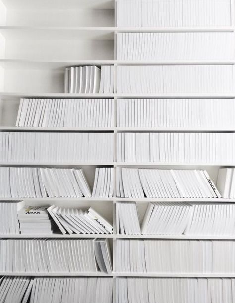 White Bookcase | Winter Whites Silver Blonde, White Books, Simply White, Aesthetic Colors, Shades Of White, Book Shelf, White Aesthetic, Minimalist Decor, White Board