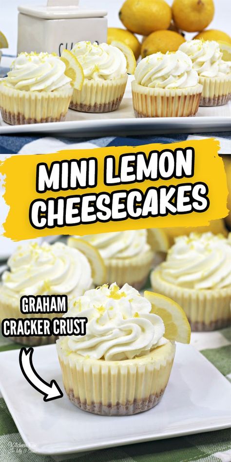 Mini Lemon Cheesecake, Lemon Cheesecakes, Mini Cherry Cheesecakes, Mini Lemon Cheesecakes, Desserts Cheesecake, Lemon Meringue Cheesecake, Lemon Cheesecake Recipes, No Bake Lemon Cheesecake, Lemon Recipe