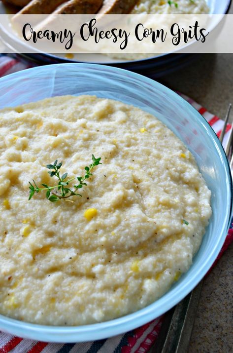 Corn Grits Recipe, Grits Dinner, Creamy Cheesy Corn, Healthy Corn, Creamy Grits, Corn Grits, How To Make Corn, Cheesy Grits, Cheesy Corn