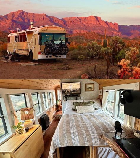 This Couple Lives Full-Time in Luxurious 40ft Ophelia Skoolie for Adventurous Life Skoolie Decor Ideas, Skoolie Flooring, Skoolie With Dogs, 40 Ft Skoolie Floor Plan, Schoolie Conversion, 2 Bedroom Skoolie, Short Bus Conversion, Wood And Plants, Skoolie Floor Plan With Bunks