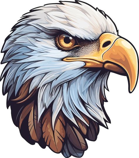 Vector a cartoon image of an eagle head. | Premium Vector #Freepik #vector #eagle #vector-art #haliaeetus #american-eagle American Eagle Drawing, Bike Tank Stickers, Bald Eagle Drawing, Cartoon Eagle, Eagle Face, Barn Boards, Eagle Vector, Bike Tank, Eagle Drawing