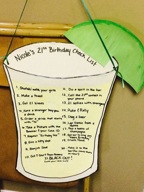 21st birthday check list 21 Birthday Checklist, 21 Birthday To Do List, 21st Birthday List Of Things To Do, 21 Things To Do On Your 21st Checklist, 21st Bday Signs Checklist, 21 Party Ideas 21st Birthday Drinking Games, 21st Birthday Bar Crawl, Sign Night 21st Birthday, 21st Birthday Signs Checklist