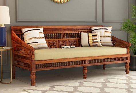 3 Seater Wooden Sofa, Sofa Design Living Rooms Indian, Rustic Dining Room Table, Sofa Design Wood, Wooden Sofa Set Designs, Wooden Sofa Designs, Wooden Street, Wooden Sofa Set, Living Room Sofa Design