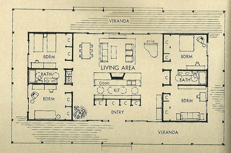 Mid Century Modern House Plans | mid-century house plans. | i.heart.living.in.portland.oregons Blog Mid Century Modern Floor Plans, Mid Century House Plans, Mid Century Modern House Plans, Mid Century Flooring, Modern Floor Plans, Vintage House Plans, Cabin Plans, Tiny House Plans, Modern House Plans