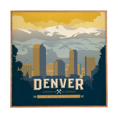 Anderson Design Group Denver 1 Framed Wall Art | DENY Designs Home Accessories Travel Wedding Ideas, Destination Save The Date, Honeymoon Quotes, Rustic Favors, Denver Skyline, Church Catholic, Ribbon Accessories, Creative Holiday Gifts, Anderson Design Group