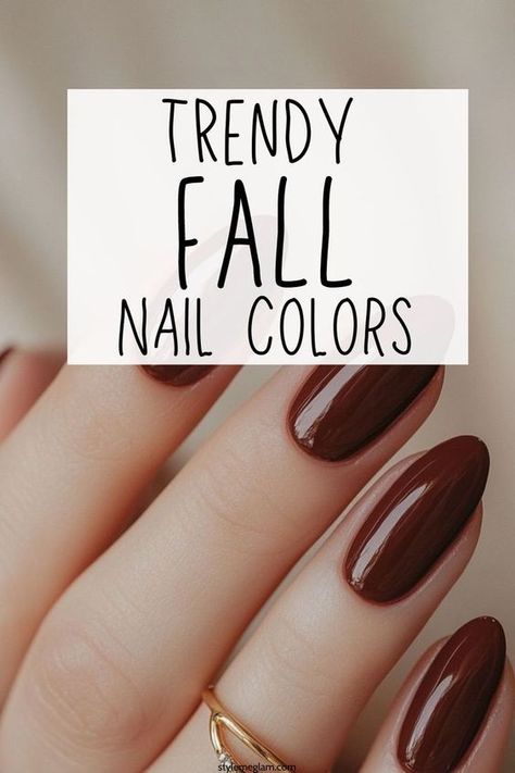 Get these popular fall nail colors must-haves for your fall wardrobe and more. Nail Colors October 2024, Almond Nail Colors Fall, All Nail Colors, Mail Colors For Cool Skin, Autumn Nail Colors Fall, Good Fall Nail Colors, Spice Nail Color, Autumn Nail Polish Colors, New Fall Nail Colors 2024