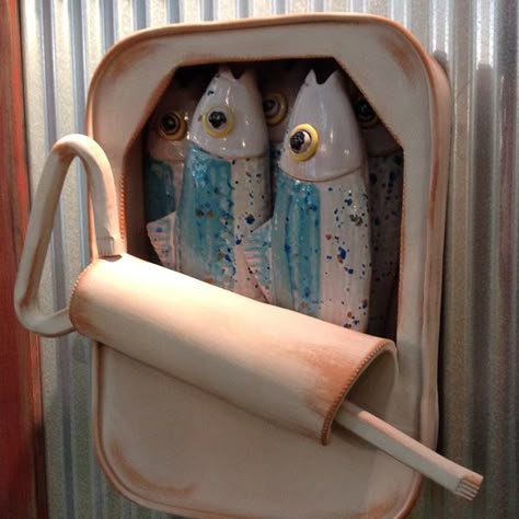 Ceramic Sardine Can, Clay Sardines, Sardine Can Art, Ceramic Sardines, Can Of Sardines, Sardine Can, Tinned Fish, Ceramic Food, Clay Moulding