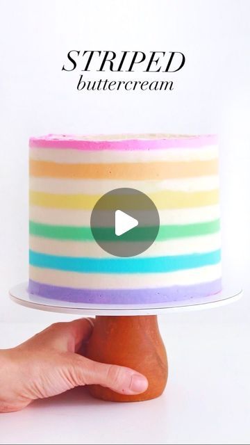 Whitney DePaoli | Sugar & Sparrow on Instagram: "How to make a Striped Buttercream Cake ✨my process for this has evolved over the years and this is how I currently do it (although I just saw a hack the other day that might make it even easier 🤔😆):⁣ ⁣ 1. Start with a chilled, crumb coated cake and add about 1/4 inch layer of buttercream all over it. Smooth the sides down until they’re level.⁣ 2. Refrigerate the cake for about 15 minutes, or until the buttercream is less sticky and semi-set. This makes it easier to comb through and create straighter lines.⁣ 3. Use a stainless steel cake comb to create the grooves. You can gently heat the cake comb under hot water (dry it off thoroughly) before using it on your cake. This helps make the grooves more perfect. Comb the cake until the grooves Striped Cake Tutorial, Anna Craft, Striped Cake, Frosting Colors, Cake Frosting, Cake Tutorial, Buttercream Cake, Horizontal Stripes, Over It