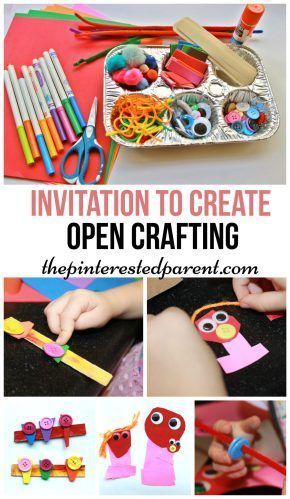 An invitation to create - open ended arts & crafts for kids. Invitation To Create, Open Ended Art, Kindergarten Art Lessons, Activities For Preschool, Art Invitation, Invitation To Play, Open Art, Kindergarten Art, Toddler Art