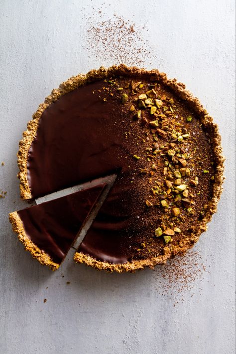 Flourless Dark Chocolate Pistachio Tart Recipe | Girl Versus Dough Egg White Bake, Dark Chocolate Pistachio, Silk Oreo, Pistachio Tart, Chocolate Gluten Free, Southern Buttermilk Biscuits, Tart Pie, Orange Mousse, Dark Chocolate Orange