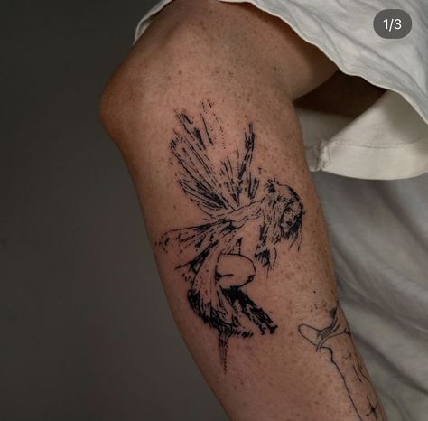 Grunge Fairy Tattoo, Fairy Grunge Aesthetic, Bicep Tattoo, Fairy Tattoo, Grunge Fairy, Tattoo Parlors, Ink Stain, Fairy Grunge, Tattoo Inspo