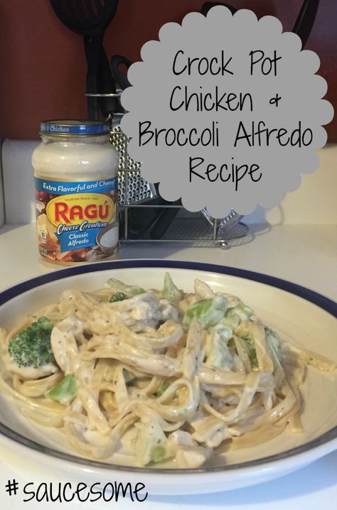 Crock Pot Chicken & Broccoli Alfredo Recipe - Nanny to Mommy Ragu Chicken Alfredo, Crockpot Alfredo Chicken, Chicken Broccoli Alfredo Recipe, Chicken Broccoli Fettuccine Alfredo, Fettucini Alfredo Chicken, Chicken Broccoli Crockpot, Fettucini Alfredo Recipe, Sweet Potatoes And Broccoli, Chicken Fettucine