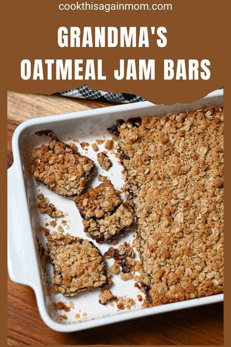 Old Fashioned Oatmeal Bars, Jammy Oat Bars, Oat Jam Bars, Oatmeal Fruit Bars, Oatmeal Jam Bars, Oat Bar Recipe, Jam Squares, Fruit Bars Recipe, Oat Bars Healthy