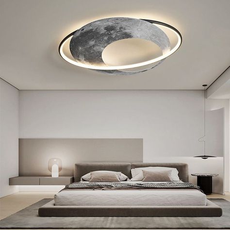 LED Ceiling Light Flush Mount Moon Ceiling Lamp For Living Room Bedroom Moon Ceiling, Creative Bedroom Decor, Ceiling Lamp Bedroom, Moon Room, Chandelier Creative, Creative Lamps, Ceiling Lamps Bedroom, Creative Bedroom, Study Bedroom