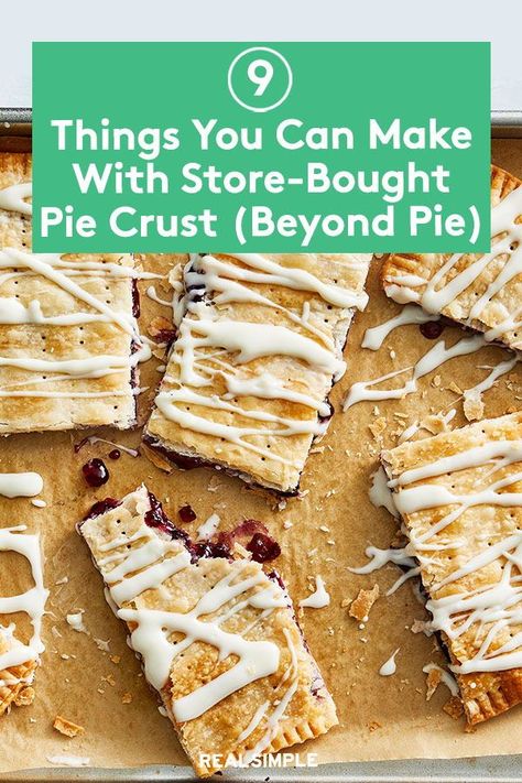 9 Things You Can Make With Store-Bought Pie Crust (Besides Pie) | Have a ready-made pie crust in your fridge or freezer? You have the makings of a lot of tasty options—and not just dessert. Follow these pie crust recipes from pie crust cookies, tasty crackers, to easy samosas. #realsimple #holidayrecipes #holidayideas #holidayfoods #howtocook #recipehack Recipes For Ready Made Pie Crust, Ready To Use Pie Crust Recipes, Pie Crust Mix Recipes, Boxed Pie Crust Recipes, One Pie Crust Desserts, Things To Make With Premade Pie Crust, Breakfast Recipes With Pie Crust, Cookies Made With Pie Crust, Extra Pie Crust What To Do With