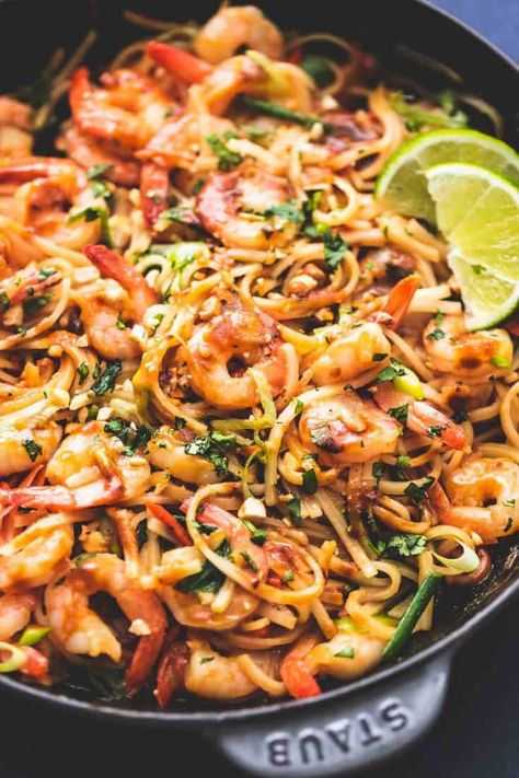 Shrimp Pad Thai with Peanut Sauce | Creme De La Crumb Pad Thai Recipe Peanut Butter, Pad Thai With Peanut Sauce, Pad Thai Peanut Sauce, Pad Thai Recipe Easy, Shrimp Pad Thai Recipe, Best Pad Thai Recipe, Best Pad Thai, Noodles Shrimp, Thai Pad