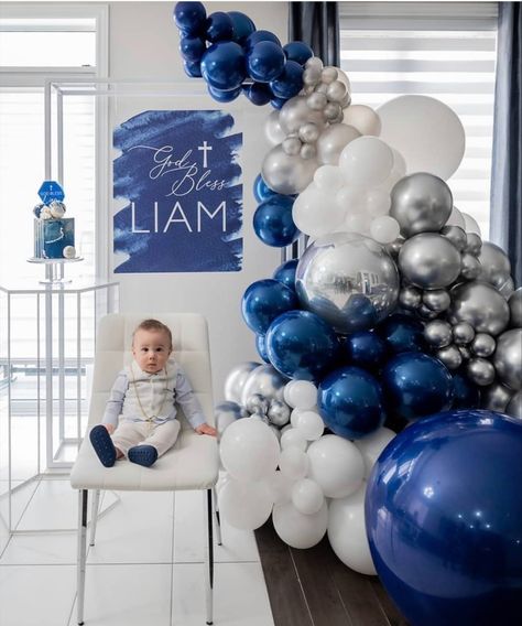 Blue And Silver Party, Navy Blue Balloons, Party Balloon Garland, Balloons White, Black And Gold Balloons, Bridal Shower Balloons, Silver Confetti, Daughter's Birthday, Gold Confetti Balloons