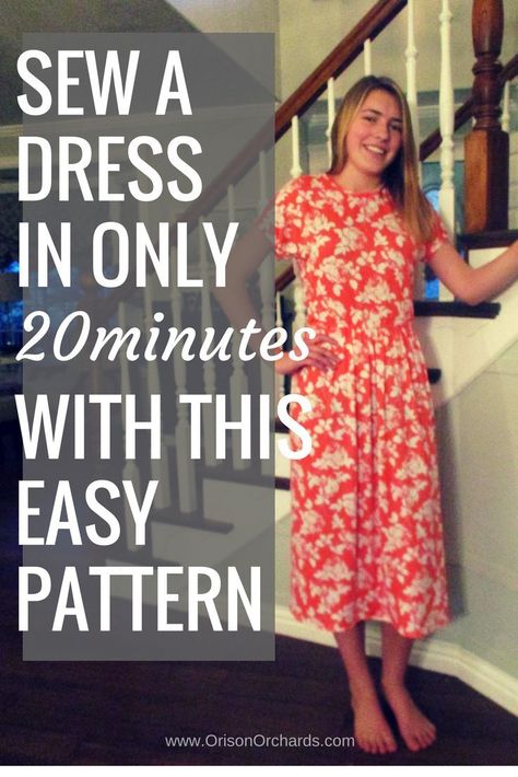 Are you looking for a cute dress? Or an easy sewing project? Well, here you go. Sew this adorable knit dress in only 20 minutes, using 1.5 yards of fabric and this easy, FREE pattern! #sewing #sewfun #sewcheap #sewpretty Easy Sew Dress, Sew A Dress, Crochet Blouses, Dress Sewing Patterns Free, Sewing Patterns Free Women, Simple Dress Pattern, Easy Dress Sewing Patterns, Knit Dress Pattern, Chic Crochet