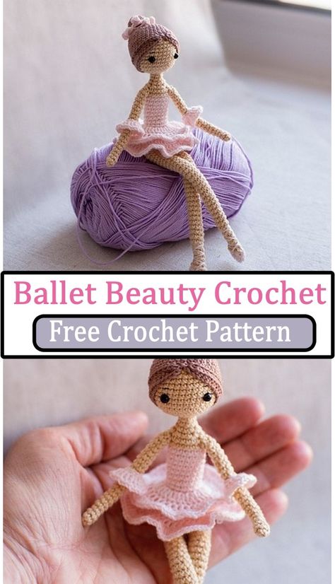 Crochet Ballerina Doll Ballerina Doll Crochet, Crochet Cheerleader Doll Pattern Free, Ballet Crochet Patterns, Ballerina Crochet Doll Free Pattern, Crochet Ballerina Doll Free Pattern, Crochet Dolls Free Patterns Easy, Crochet Cheerleader, Dance Crochet, Crochet Ballet