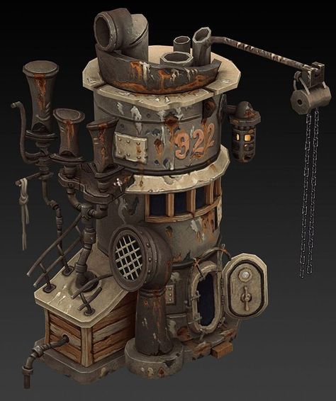 Steampunk Machines Concept Art, Steampunk Environment Concept Art, Steampunk Machine Concept Art, Machinarium Art, Steampunk Building Concept Art, Steam Punk House, Steampunk Concept Art, Steampunk Environment, Steampunk Lab