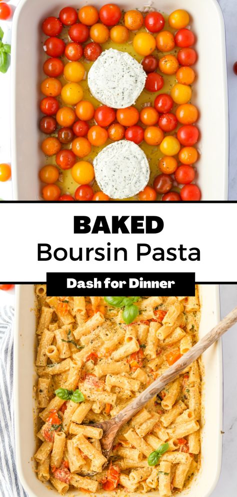 Dinner Recipes With Boursin Cheese, Pasta Recipe With Boursin Cheese, Recipes That Use Boursin Cheese, Boursin Recipes Dishes, Baked Lemon Boursin Pasta, Easy Anniversary Dinner At Home, Boursin Cheese Baked Tiktok Pasta, Instant Pot Boursin Pasta, Borsine Tomato Pasta