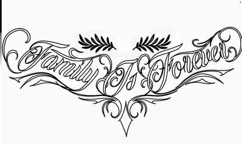 Family Is Forever Tattoo, Chest Tattoo Design For Men, Mom Tattoo For Men, Family Over Everything Tattoo, Chest Tattoo Writing, Chest Tattoo Fonts, Chest Tattoo Lettering, Family Name Tattoos, Calf Tattoos For Women