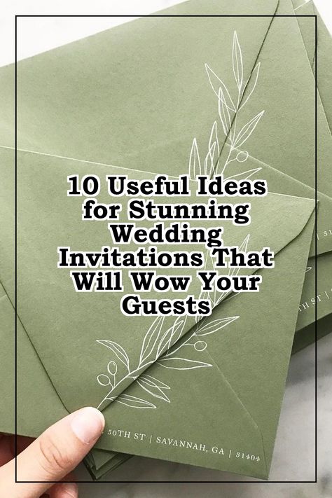 Discover 10 useful ideas for stunning wedding invitations that will wow your guests! Whether you're looking for elegant designs, creative themes, or unique materials, our guide is packed with inspiration to help you create the perfect wedding invitations. Make a lasting impression with personalized touches and eye-catching layouts that reflect your love story. Elevate your wedding planning with these innovative invitation ideas that set the tone for your special day. Wedding Invitation Envelope Ideas, Diy Wedding Invitations Handmade, Diy Invitations Wedding, Wedding Invite Ideas, Wedding Invite Diy, Wedding Invitations Ideas, Boho Wedding Invite, Make Your Own Wedding Invitations, Homemade Wedding Invitations