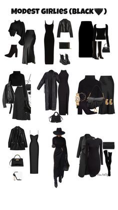 Black And White Outfit Women, All Black Work Outfits Women, Elegant All Black Outfit, Dark Clothes Aesthetic, Goth Style Outfits, Black Christmas Outfit, Airplane Travel Hacks, Black On Black Outfits, Black Ootd