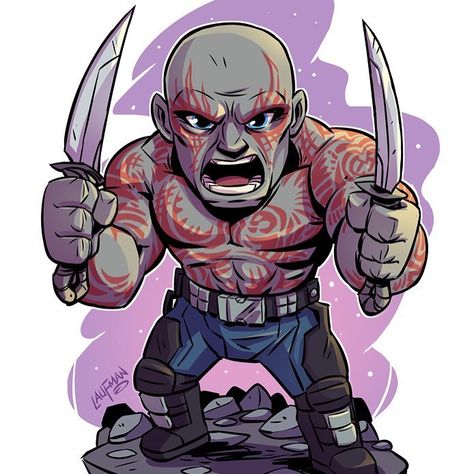 ‪Here is Drax that I drew recently. Chibi Gaurdians of the Galaxy print pack coming soon to my online store. Keep an eye out. #gotg #GuardiansOfTheGalaxy #drax #chibi #fanart ‬#dereklaufman Derek Laufman, Chibi Marvel, Avengers Cartoon, Marvel Cartoons, Marvel Tattoos, Marvel Drawings, Marvel Characters Art, Drawing Cartoon Characters, Superhero Wallpaper