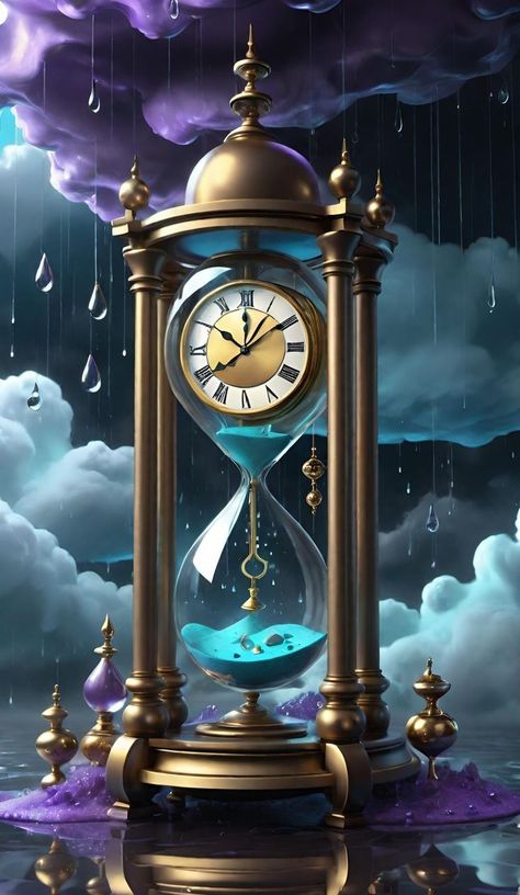 Old Clocks Vintage, Jam Pasir, Steampunk Wallpaper, Art Deco Artwork, Sand Clock, Magical Tree, Hourglasses, Time Pictures, Galaxy Pictures