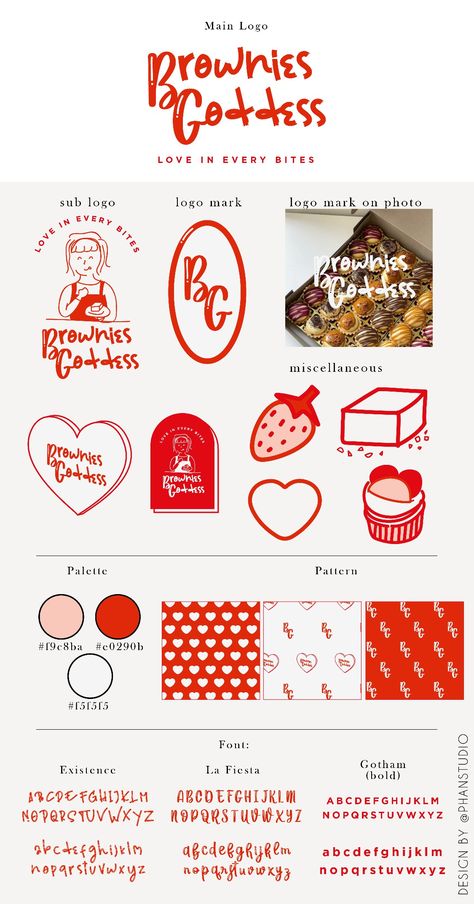 Branding for local cake shop based in Melaka, Malaysia. Client requested a simple line illustration with colour palette of red and off white. Red White Palette, Cookie Business Branding, Branding For Bakery, Red And White Branding, Baking Logo Design Bakery Branding, Cake Shop Branding, Bakery Brand Design, Cake Branding Design, Food Logo Ideas Creative