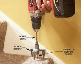 Squeak repair kit - special tool prevents damage to carpet or finished flooring How To Fix Squeaky Floors, Fixing Squeaky Stairs, How To Stop Stairs From Squeaking, Squeaky Stairs, Creaky Stairs, Leftover Carpet, Fix Squeaky Floors, Stairs Repair, Squeaky Floors