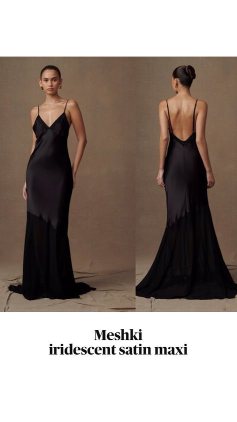 https://www.meshki.us/products/evelyn-iridescent-satin-maxi-dress-black Satin Maxi, Satin Maxi Dress, Black Maxi Dress, Wedding Guest, Bridesmaid Dresses, Black Dress, Maxi Dress, Satin, Black