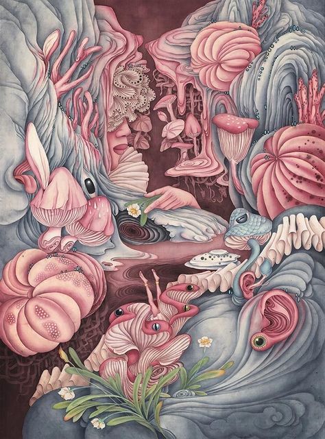 Detailed Paintings, Colossal Art, Surrealism Painting, Watercolor Illustrations, Pop Surrealism, Freelance Artist, Illustrations And Posters, Rice Paper, Mad Hatter