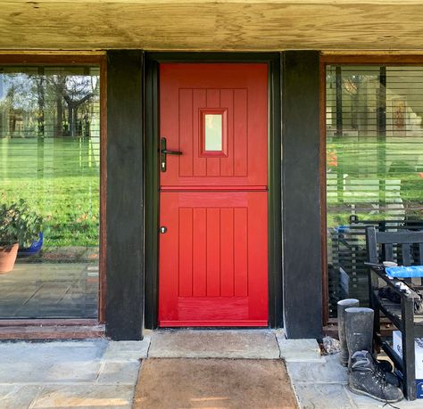 Rockdoor Stable Spy View composite entrance door in ruby red with misted glazing, installed in Westerham by our Croydon  branch. Choose from our huge range of entrance doors, visit www.accessgaragedoors.com or call 0800 716 569 to book a Free Survey.
#AccessGD #rockdoor #homeimprovement #westerham #croydon Garage Door Repair, Door Repair, Entrance Door, Entrance Doors, Front Doors, Ruby Red, Stables, The South, Front Door