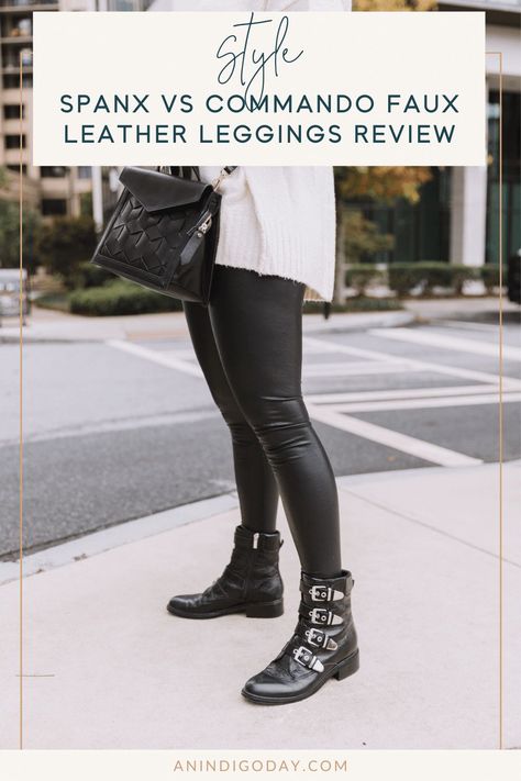 A detailed review of sizes, fit and style of the SPANX faux leather leggings and the Commando faux leather leggings. And a few outfit ideas with faux leather leggings for fall that are perfect for travel too. Wallpaper Leather, Leather Wallpaper, Leather Leggings Look, Leather Aesthetic, Leggings For Fall, Leather Dress Outfit, Short Leather Skirts, Leather Leggings Outfit, Leather Skirt Outfit