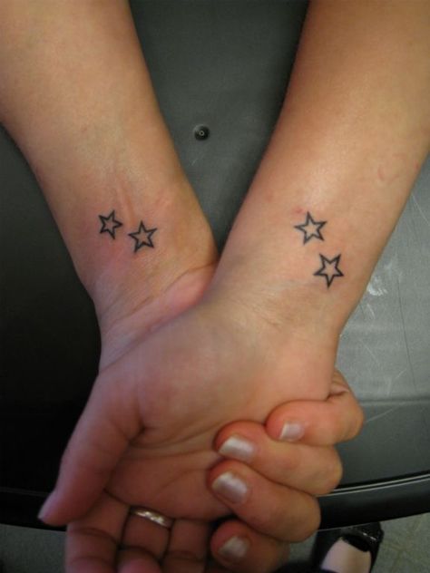 2 Stars Tattoo, Smaller Tattoo Ideas, Star Tattoo Men, Star Stick And Poke Tattoo, Cool Star Tattoos, Two Stars Tattoo, Tattoo Ideas Stars, Matching Star Tattoos, Star Girl Tattoo