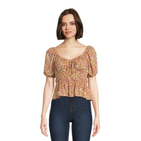 With short puff sleeves, a cinched waist and a peplum hem, this feminine and floral Peasant Top from No Self Esteem is the must-have of the season. Featuring a scoop neck with a tie accent, this charming top can be paired with denim shorts for a cute casual look or dressed up with fitted bottoms for a party-perfect ensemble. Size: XL.  Color: Multicolor.  Gender: female.  Age Group: adult. Fitted Bottoms, Floral Peasant Top, Peasant Shirt, Spring Fits, Peplum Hem, Peasant Top, Peasant Tops, Cinched Waist, Self Esteem