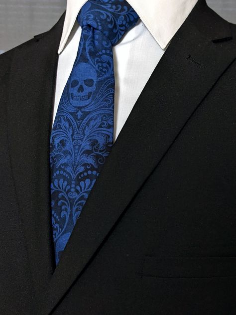 Royal Blue Skull Neckties available at www.EdsNeckties.com Black And Blue Wedding Suit, Royal Blue And Black Wedding Ideas, Black Blue Silver Wedding, Black Blue And White Wedding Theme, Black And Dusty Blue Wedding Theme, Black Blue And Silver Wedding, Royal Blue And Black Wedding Dress, Blue Black Wedding Theme, Black And Dark Blue Wedding