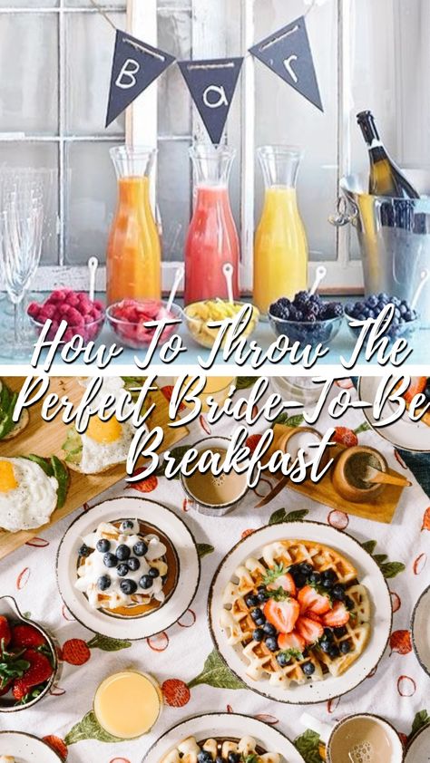 Consider adopting the latest new trend from across the pond (courtesy of Meghan Markle) and throw a bride-to-be breakfast! A fabulous pre-wedding gathering, this is a way to celebrate your bridesmaids and eat some deliciosu brunch (or lunch or afternoon tea!) We've got the best ideas for throwing a budget bridal breakfast, from recipe ideas to drinks and games. Think avocado toast station, bellini/mimosa bar, and a hot chocolate stand! Wedding Day Mimosa Bar Mornings, Bride To Be Breakfast, Wedding Morning Getting Ready Breakfast, Brides Breakfast Ideas, Bridesmaid Breakfast Ideas Mornings, Wedding Morning Breakfast Bridesmaids Brunch Ideas, Pre Wedding Food For Bridal Party, Day Of Wedding Getting Ready Mornings Brunch Ideas, Wedding Day Bridal Party Breakfast