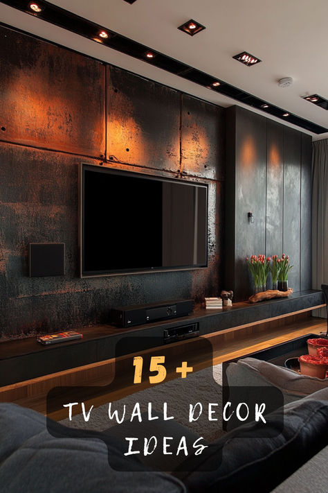 Turn your TV wall into a masterpiece with these 15 decor ideas! From gallery frames to shelves and statement art, these tips will elevate your living space. Perfect for every style, click to discover how to transform your TV area! 📺✨ #TVWallDecor #HomeDecorInspo #LivingRoomStyle #InteriorDesign #WallStyling #ModernDecor #DecorGoals Wall Mounted Tv Wall Decor, Picture Wall With Tv, Mounted Tv Wall Decor, Ideas For Tv Wall In Living Room, Tv With Sconces On Side, Big Screen Tv Wall Ideas, 85 Inch Tv On Wall Ideas, Living Room Television Wall Ideas, Tv Wall With Shelves